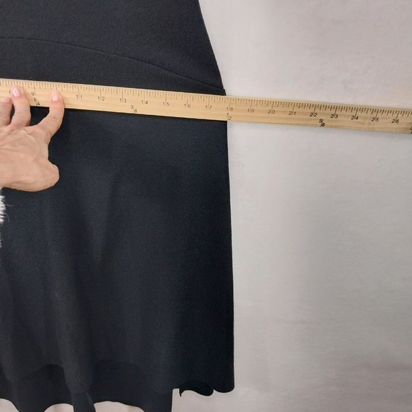 Banana Republic Black Dress Size 4 Small 100% Wool Sleeveless Fit Flare High Low - Picture 10 of 13